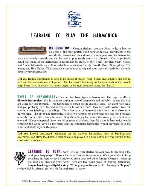 Learning to Play the Harmonica (.pdf)