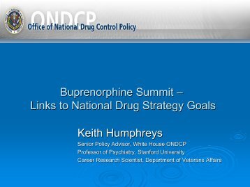 Buprenorphine Summit - Links to National Drug Strategy Goals