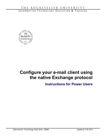 Configure your e-mail client using the native Exchange protocol