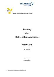 Satzung der Betriebskrankenkasse MEDICUS - BKK Medicus