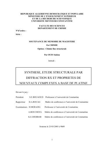 synthese, etude structurale par diffraction rx et proprietes de ...