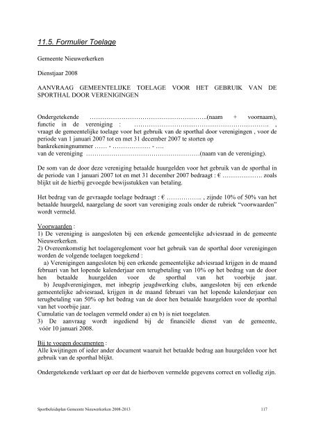 BELEIDSPLAN 2008 - 2013+EXTRA HOOFDSTUK IMPULSSUBSIDIE