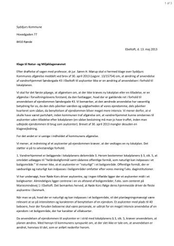 Klage vedr. indretning af asylcenter.pdf - Syddjurs Kommune