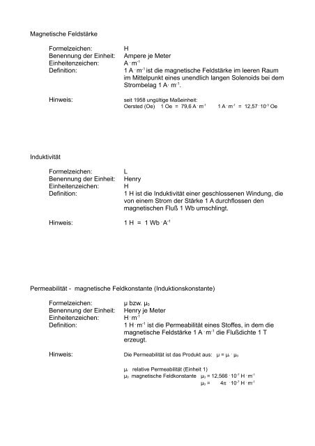 Maßeinheiten der Elektrizität und des Magnetismus - Aklimex.de