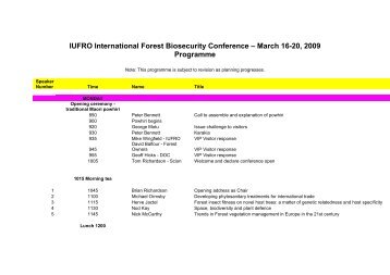 March 16-20, 2009 Programme - International Forest Biosecurity ...