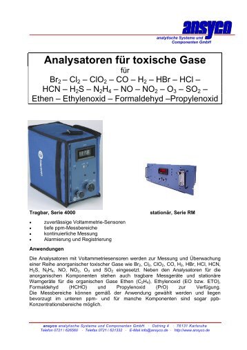 Analysatoren für toxische Gase - ANSYCO Analytische Systeme und ...