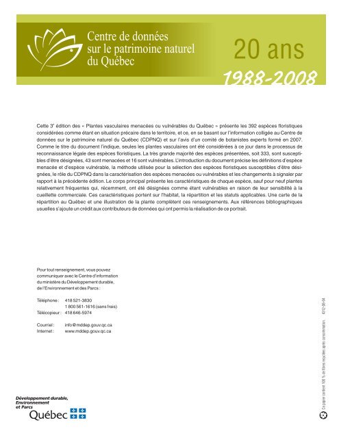 2008 (pdf) - Centre de données sur le patrimoine naturel du Québec ...