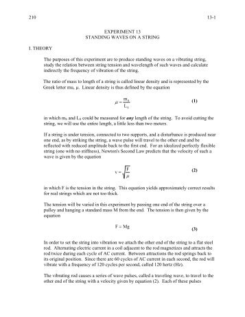 Standing waves on a string lab report