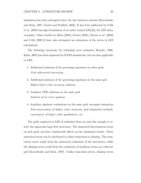 Quality Criteria for Large Eddy Simulation - Turbulence Mechanics ...