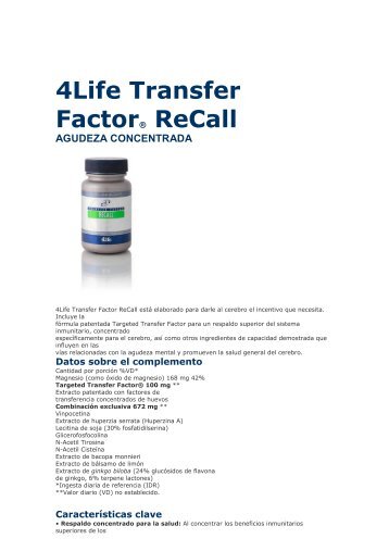 4Life Transfer Factor® ReCall AGUDEZA CONCENTRADA
