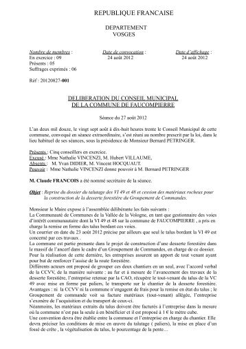 Conseil du 27 août 2012 - Faucompierre