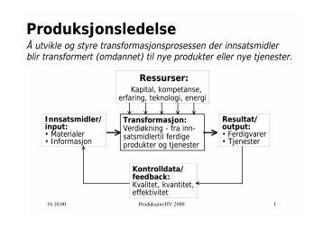 Material og produksjonsstyring fortsetter