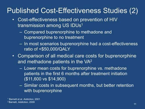 Buprenorphine Cost Effectiveness