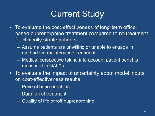 Buprenorphine Cost Effectiveness