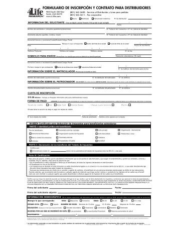 formulario de inscripción y contrato para distribuidores