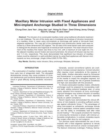 Maxillary Molar Intrusion with Fixed Appliances and Mini-implant ...