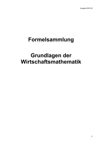 Formelsammlung Grundlagen der Wirtschaftsmathematik - Aklimex.de