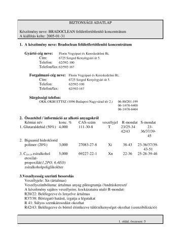 Bradoclean biztonsagi adatlap