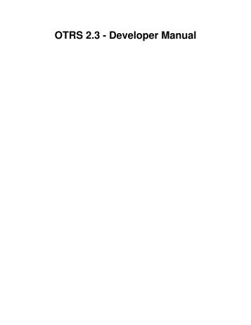 OTRS 2.3 - Developer Manual