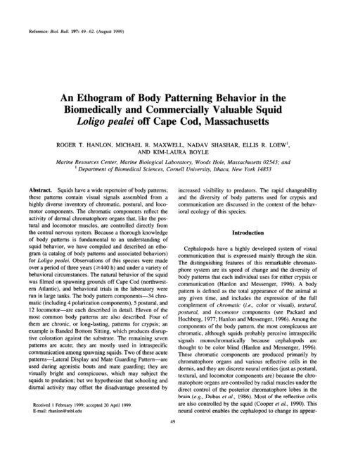 An Ethogram of Body Patterning Behavior in the Biomedically and ...