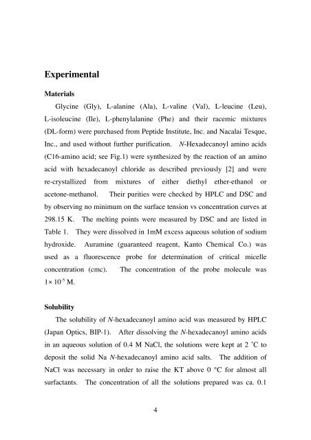 Title Krafft temperature and enthalpy of solution of N-acyl amino acid ...