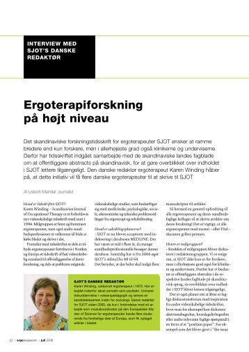 Artikel fra Ergoterapeuten om SJOT (pdf) - Ergoterapeutforeningen