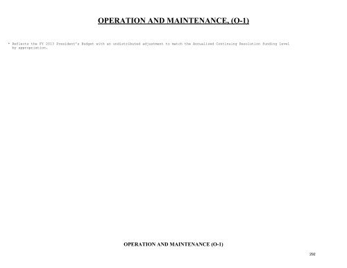 operation and maintenance overview - Office of the Under Secretary ...