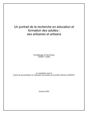 Un portrait de la recherche en éducation et formation des ... - CDÉACF