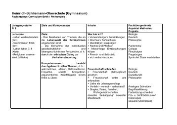 Curriculum Ethik / Philosophie - Heinrich Schliemann Gymnasium