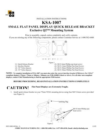 KSA1007 INSTALLATION INSTRUCTIONS - Chief