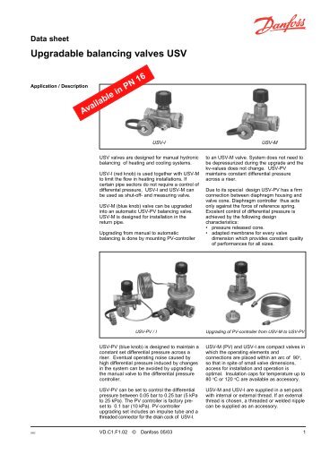 Upgradable balancing valves USV - Danfoss.com