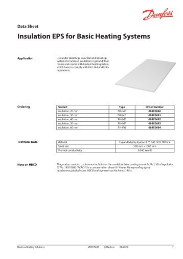 Insulation EPS for Basic Heating Systems - Danfoss Heating