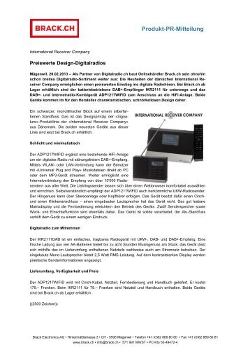 Produkt-PR-Mitteilung - Brack Electronics AG