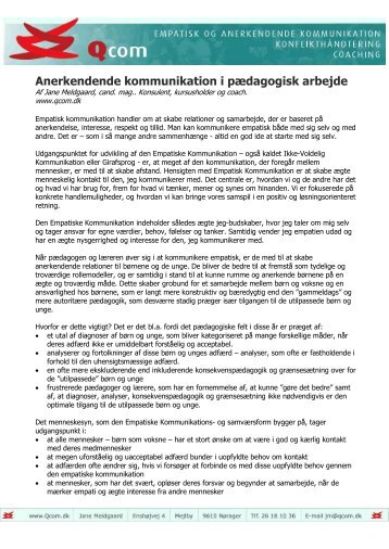 Anerkendende kommunikation i pædagogisk arbejde - Q Com.