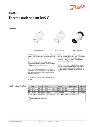 Thermostatic sensor RAS-C - Danfoss.com