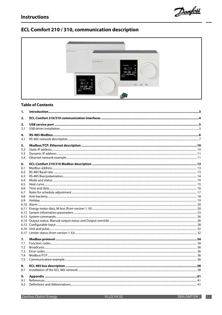 ECL Comfort 210/310, Communication Description - Danfoss.Com