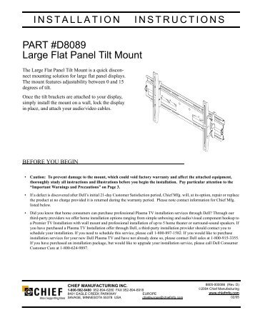 MSPDCCPDPT INSTALLATION INSTRUCTIONS - Chief