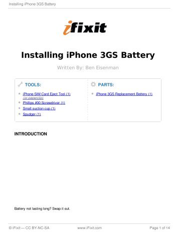 Installing iPhone 3GS Battery - iFixit