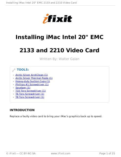 Installing iMac Intel 20" EMC 2133 and 2210 Video Card - iFixit