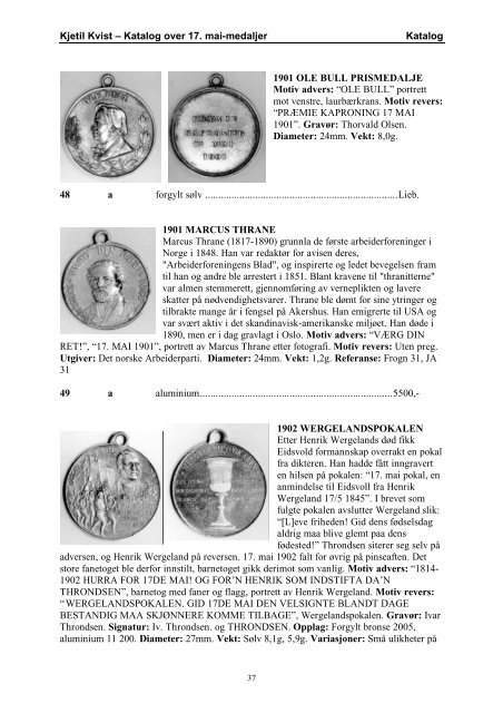 Katalog over 17. mai-medaljer (pdf) - Gullmedalje.com