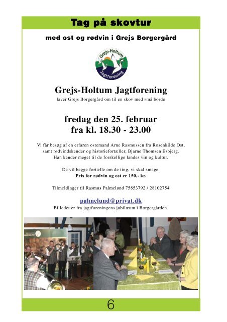 Fredag den 4. februar fra kl. 18.30 - Grejs-Holtum Jagtforening