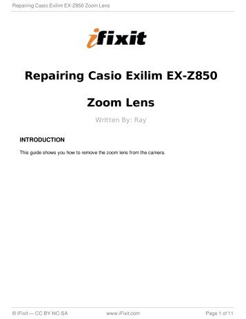 Repairing Casio Exilim EX-Z850 Zoom Lens - iFixit