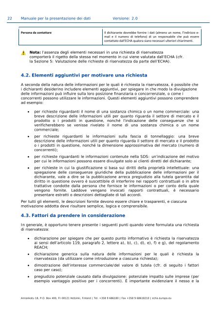 Manuale per la presentazione dei dati - ECHA - Europa