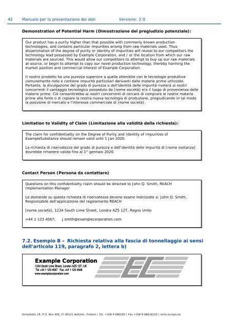 Manuale per la presentazione dei dati - ECHA - Europa