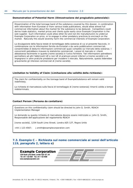 Manuale per la presentazione dei dati - ECHA - Europa