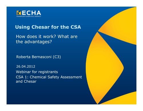 Using Chesar for the CSA - ECHA - Europa