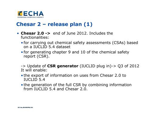 Using Chesar for the CSA - ECHA - Europa
