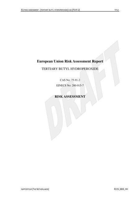 European Union Risk Assessment Report - ECHA - Europa