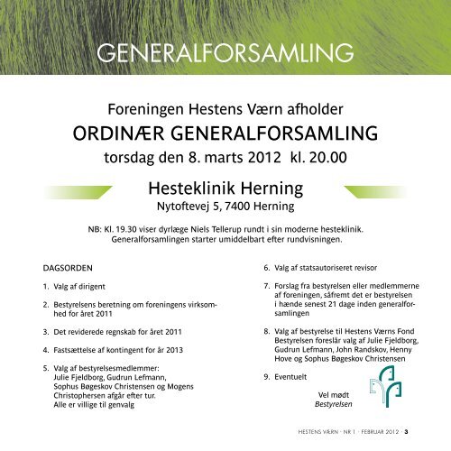 Nr. 1 · FEBRUAR·2012 - Hestens Værn