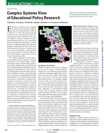 A complex systems approach to Educational Policy Research